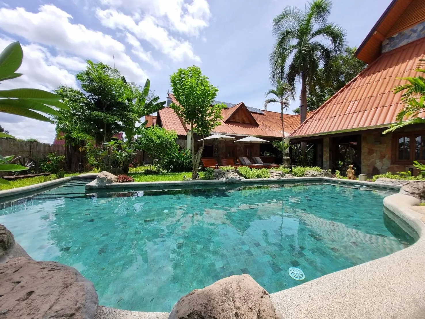 Swimming pool and tropical gardens